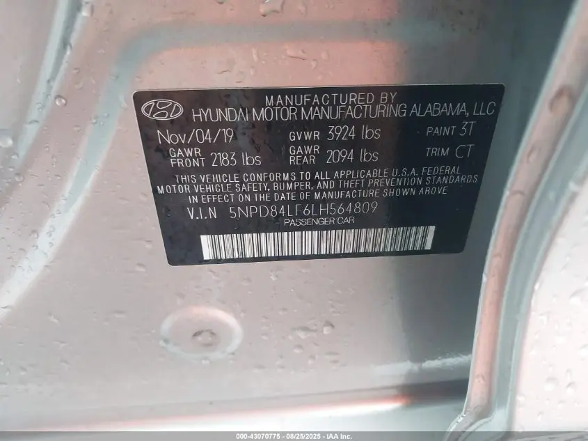 2020 HYUNDAI ELANTRA SEL