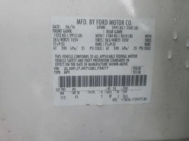 2016 LINCOLN MKX BLACK LABEL  