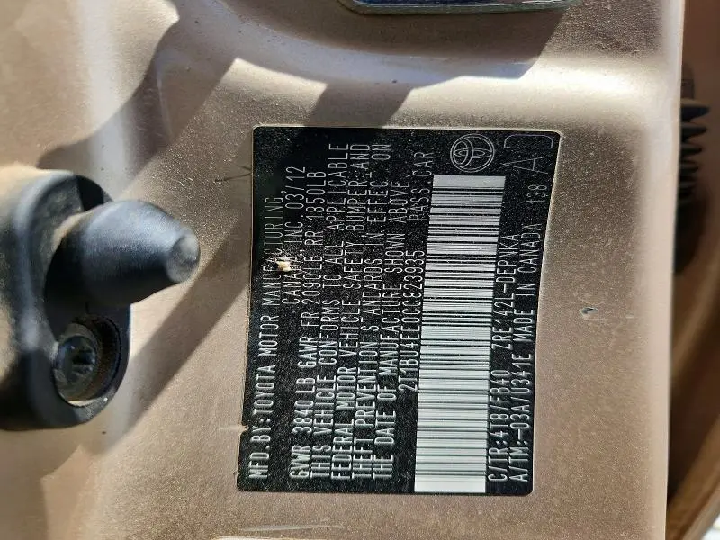 2012 TOYOTA COROLLA LE  
