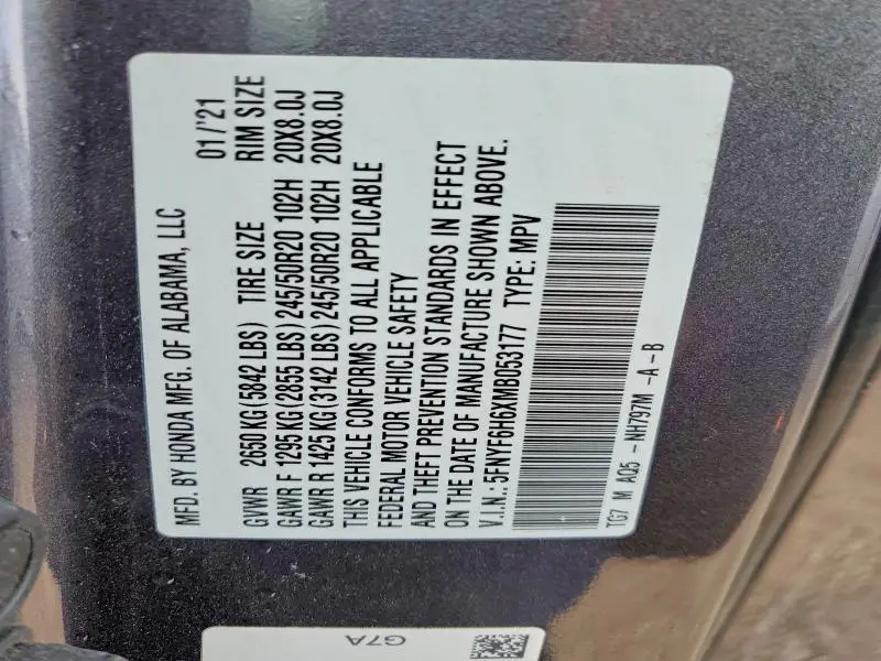 2021 HONDA PILOT TOURING  