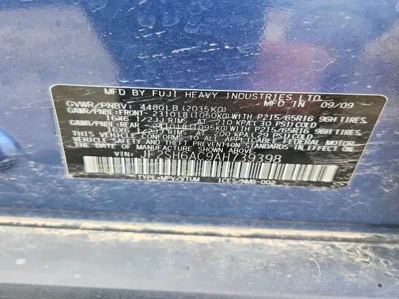 2010 SUBARU FORESTER 2.5X  