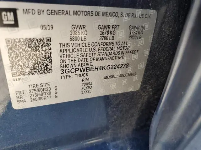 2019 CHEVROLET SILVERADO C1500 CUSTOM  