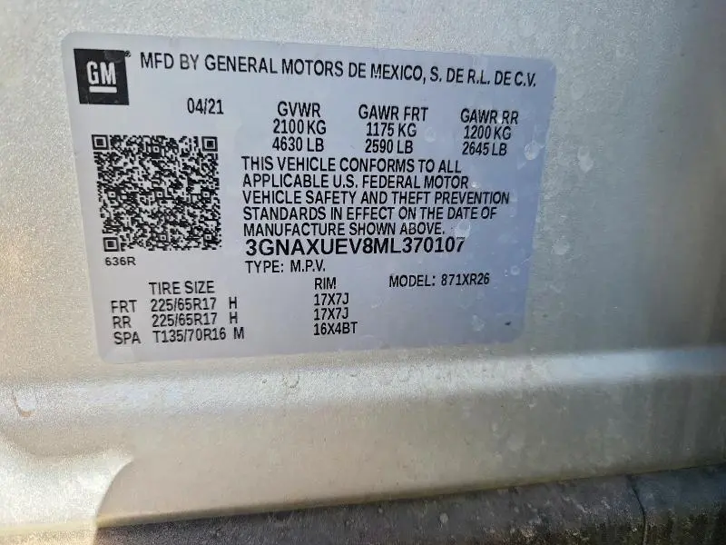 2021 CHEVROLET EQUINOX LT  