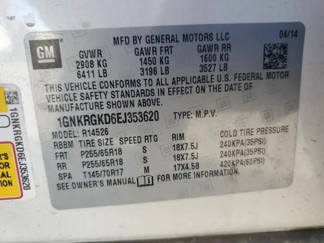 2014 CHEVROLET TRAVERSE LT  