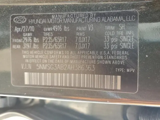 2010 HYUNDAI SANTA FE GLS  