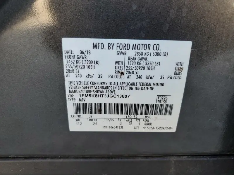 2018 FORD EXPLORER PLATINUM  