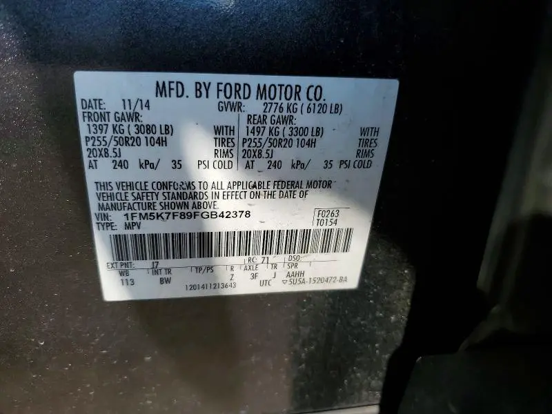 2015 FORD EXPLORER LIMITED  