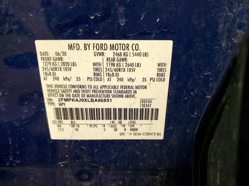 2020 FORD EDGE SEL  