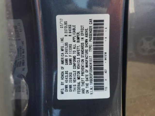 2017 HONDA ACCORD EXL  