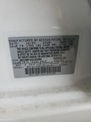 2025 NISSAN VERSA SR  