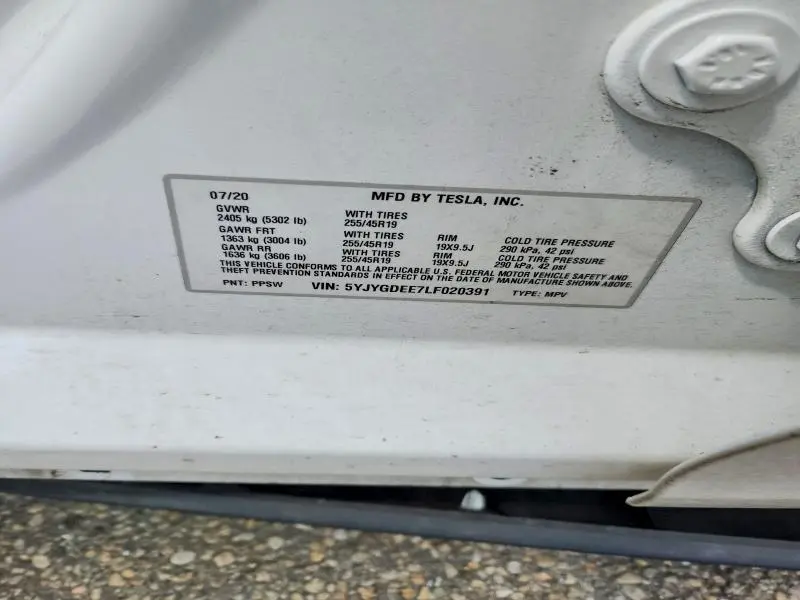 2020 TESLA MODEL Y   