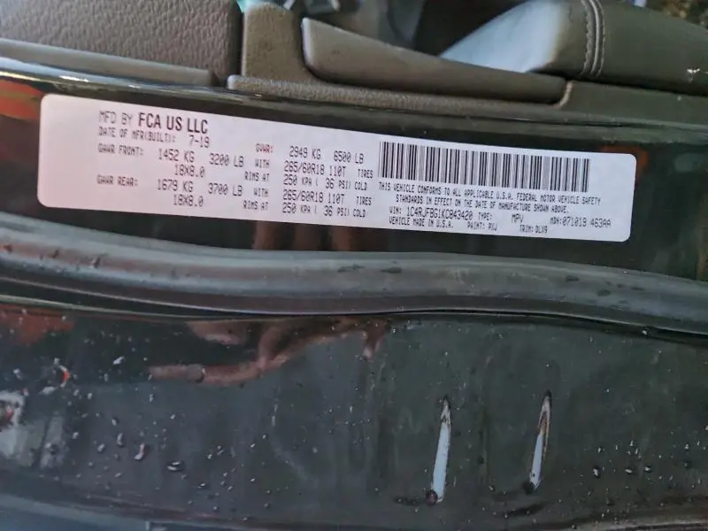 2019 JEEP GRAND CHEROKEE LIMITED  