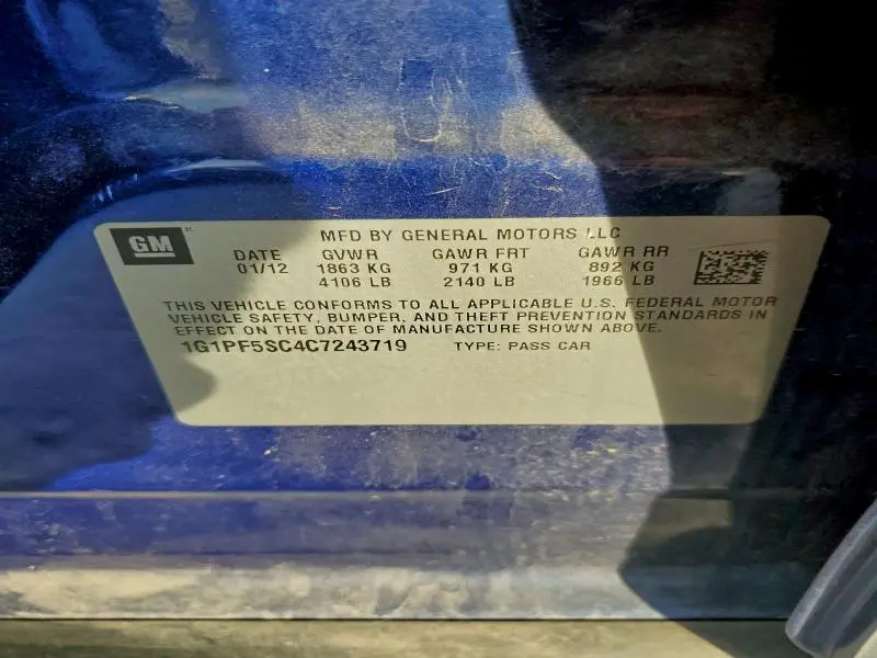 2012 CHEVROLET CRUZE LT  