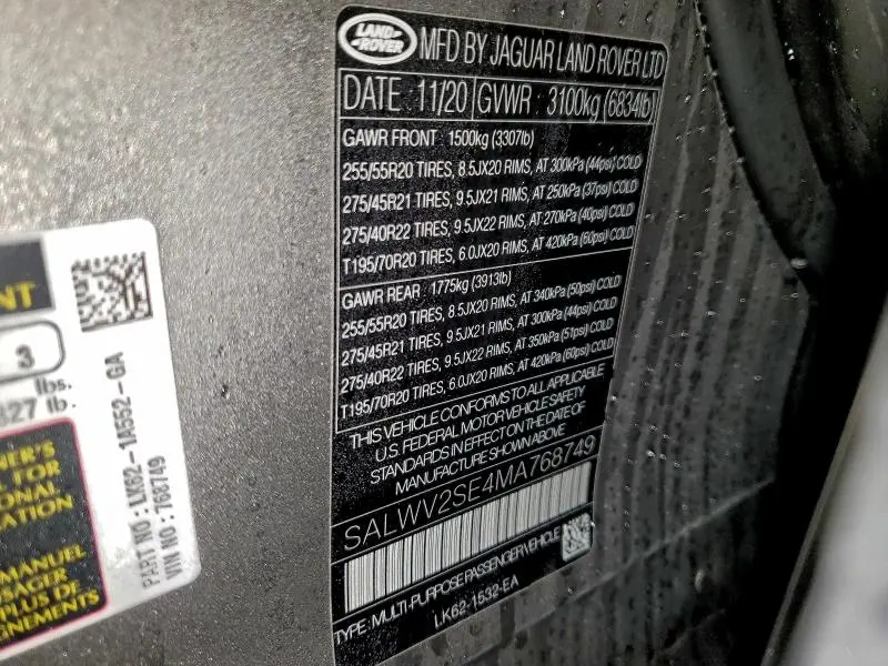 2021 LAND ROVER RANGE ROVER SPORT P525 AUTOBIOGRAPHY  