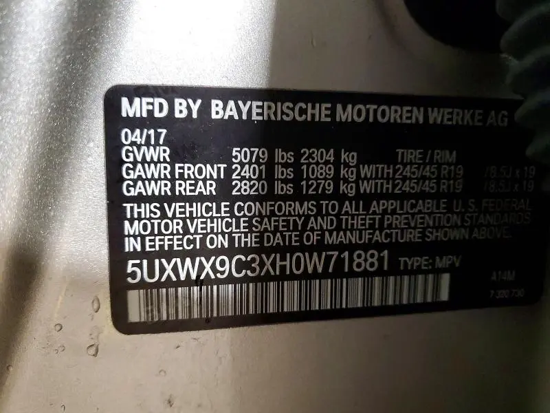 2017 BMW X3 XDRIVE28I  