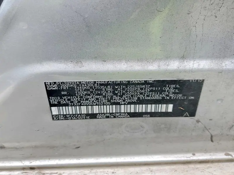 2012 TOYOTA RAV4 4WD   