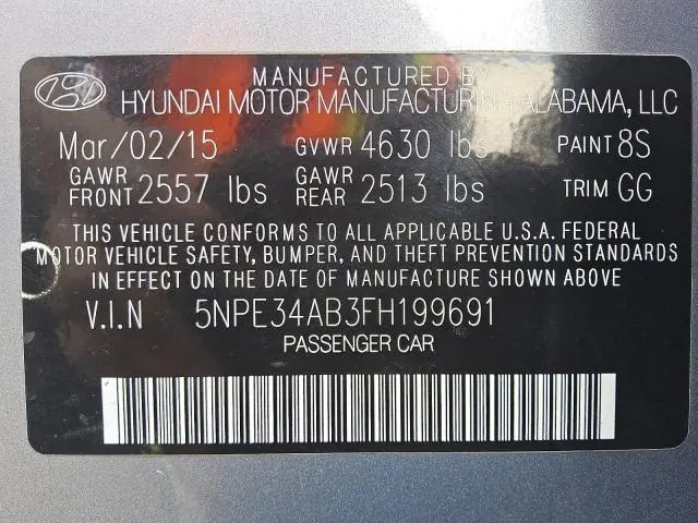 2015 HYUNDAI SONATA SPORT  