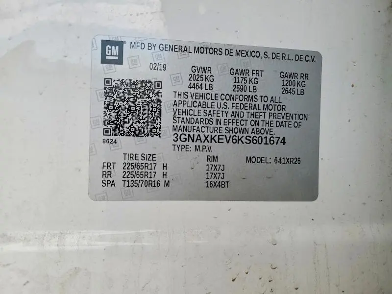 2019 CHEVROLET EQUINOX LT  