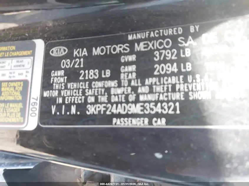 2021 KIA FORTE FE