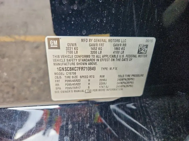 2015 CHEVROLET TAHOE C1500 LT  