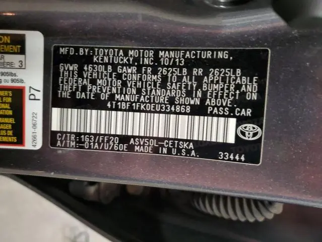 2014 TOYOTA CAMRY L  