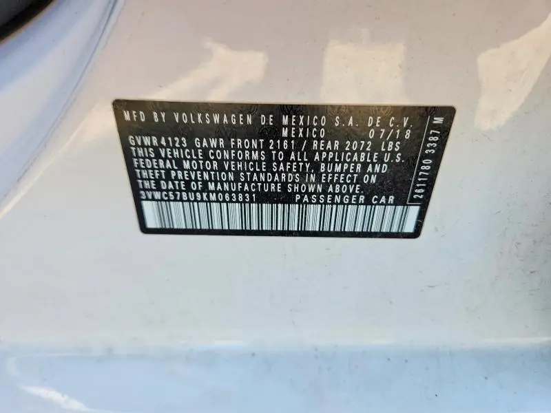 2019 VOLKSWAGEN JETTA S  
