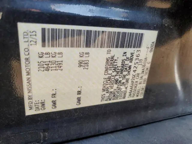 2016 NISSAN MAXIMA 3.5S  