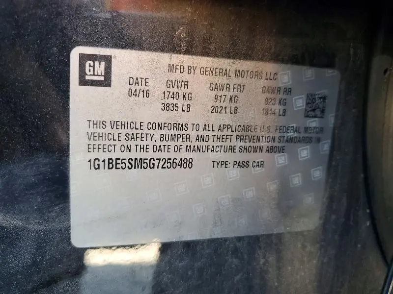 2016 CHEVROLET CRUZE LT  