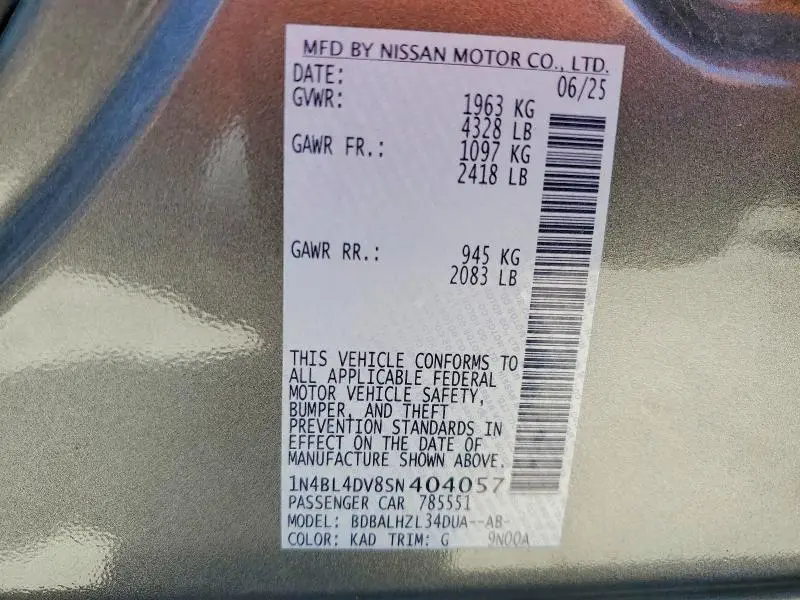 2025 NISSAN ALTIMA SV  