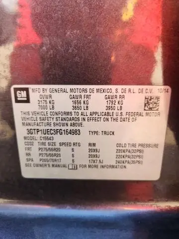 2015 GMC SIERRA C1500 SLE