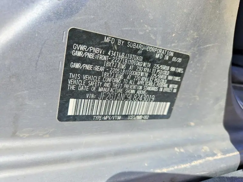 2020 SUBARU CROSSTREK LIMITED  