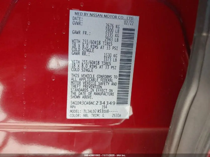 2022 NISSAN PATHFINDER SL 2WD