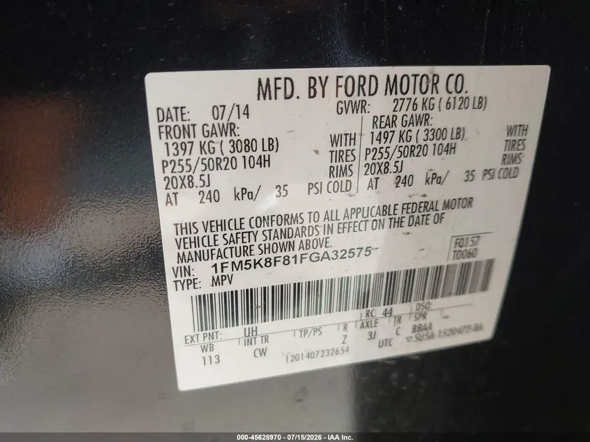 2015 FORD EXPLORER LIMITED