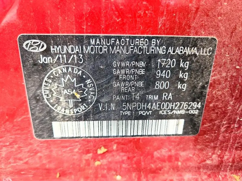 2013 HYUNDAI ELANTRA GLS  