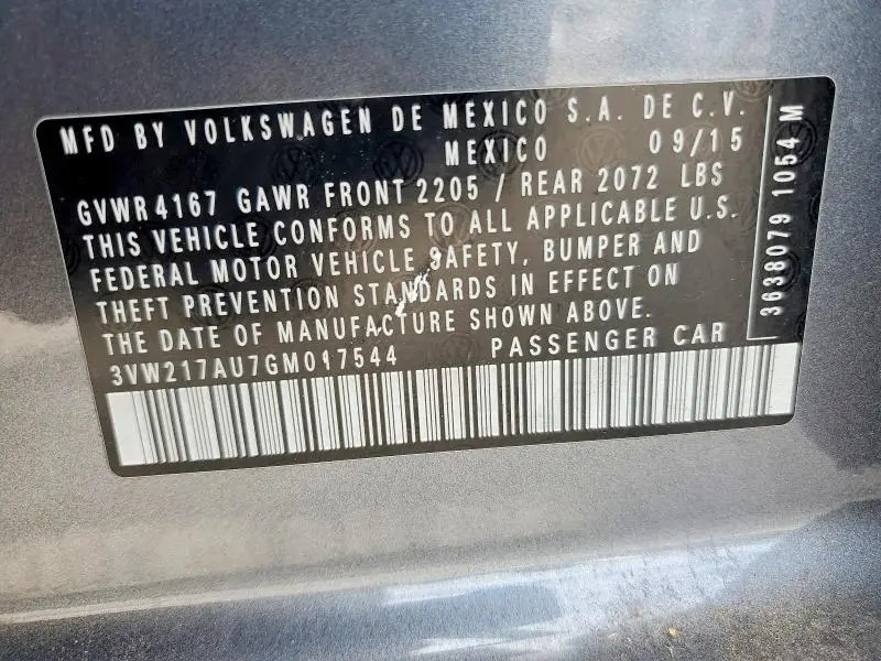 2016 VOLKSWAGEN GOLF S  