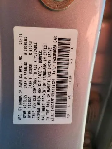 2016 HONDA ACCORD LX  