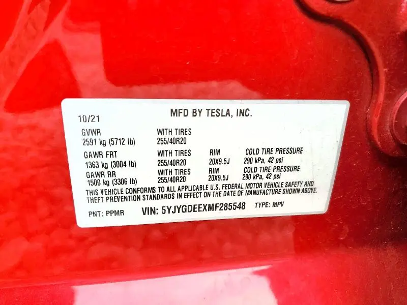 2021 TESLA MODEL Y   