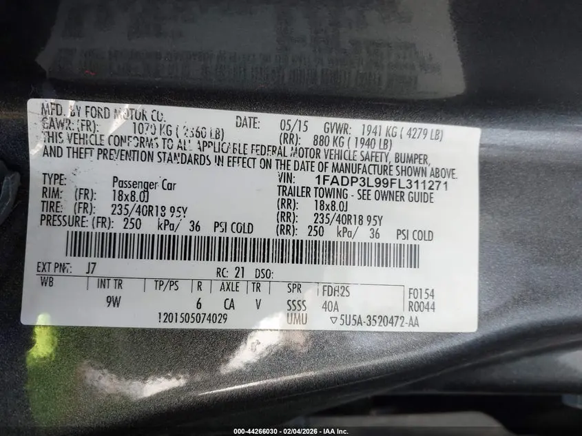 2015 FORD FOCUS ST  