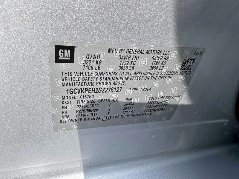 2016 CHEVROLET SILVERADO K1500 CUSTOM  