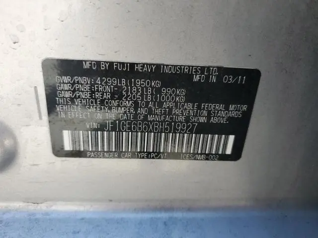 2011 SUBARU IMPREZA 2.5I PREMIUM  