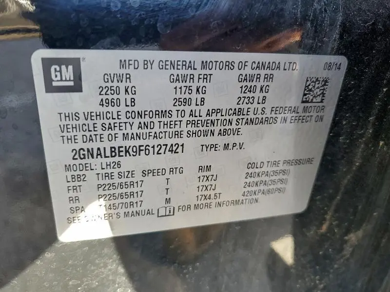 2015 CHEVROLET EQUINOX LT  