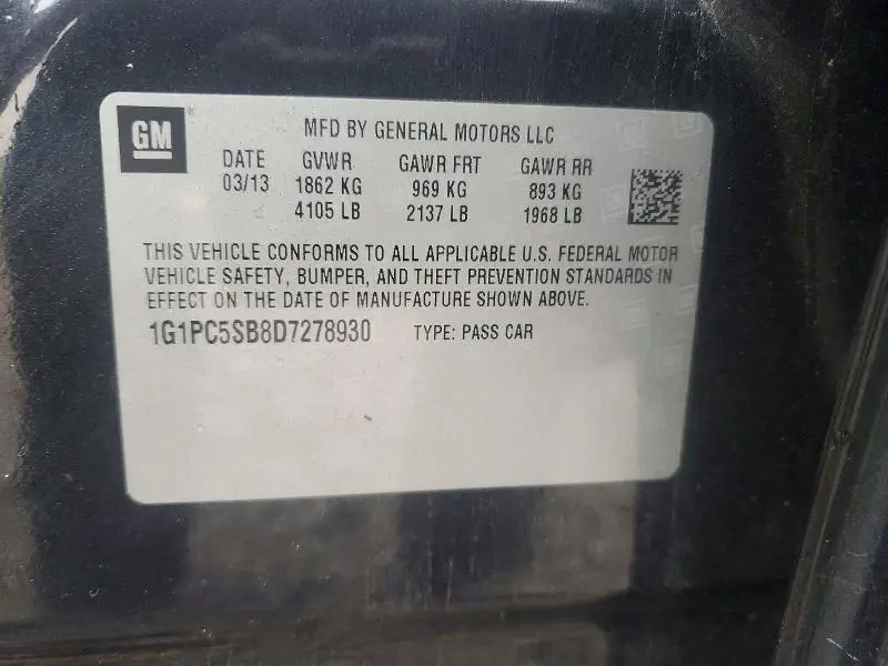 2013 CHEVROLET CRUZE LT  