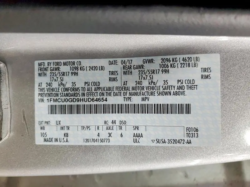 2017 FORD ESCAPE SE  