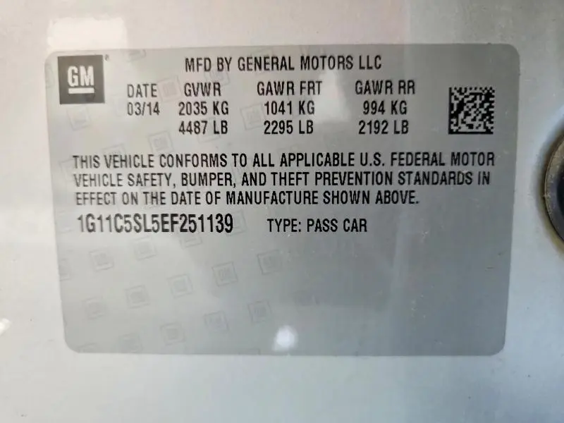 2014 CHEVROLET MALIBU 1LT  