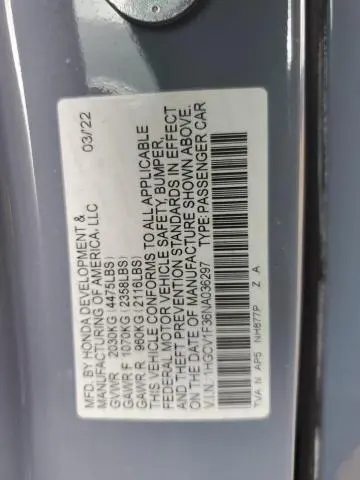 2022 HONDA ACCORD SPORT  