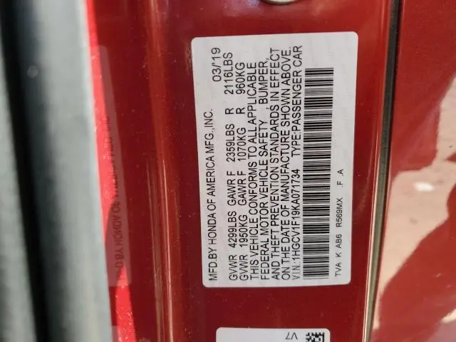 2019 HONDA ACCORD LX  