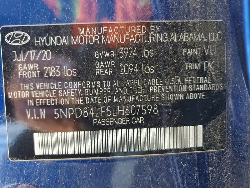 2020 HYUNDAI ELANTRA SEL  