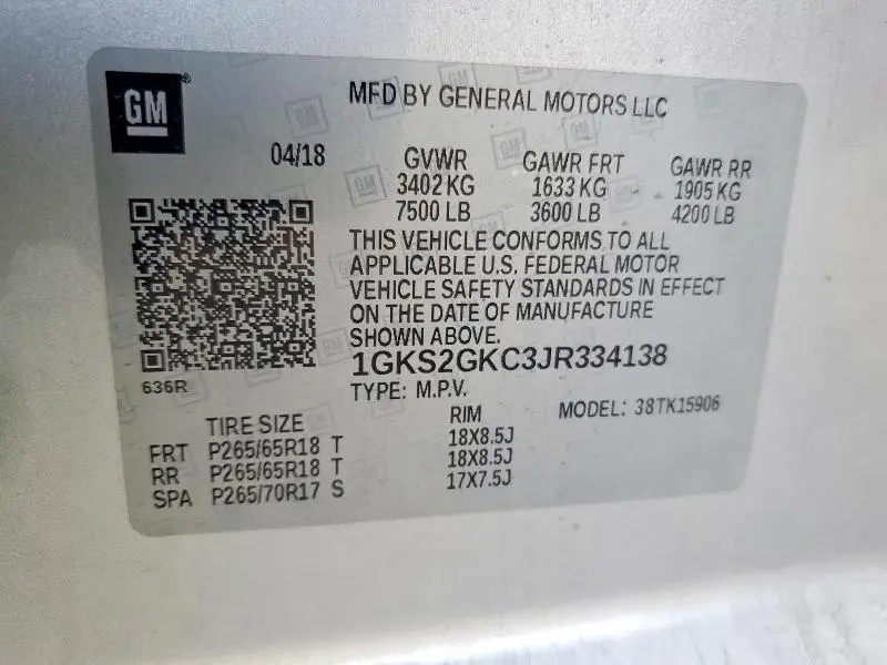 2018 GMC YUKON XL K1500 SLT  