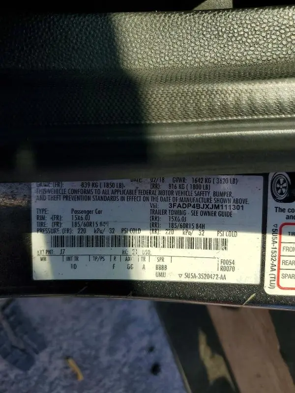 2018 FORD FIESTA SE  