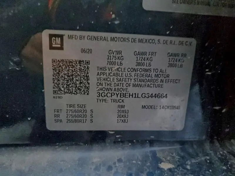 2020 CHEVROLET SILVERADO K1500 CUSTOM  